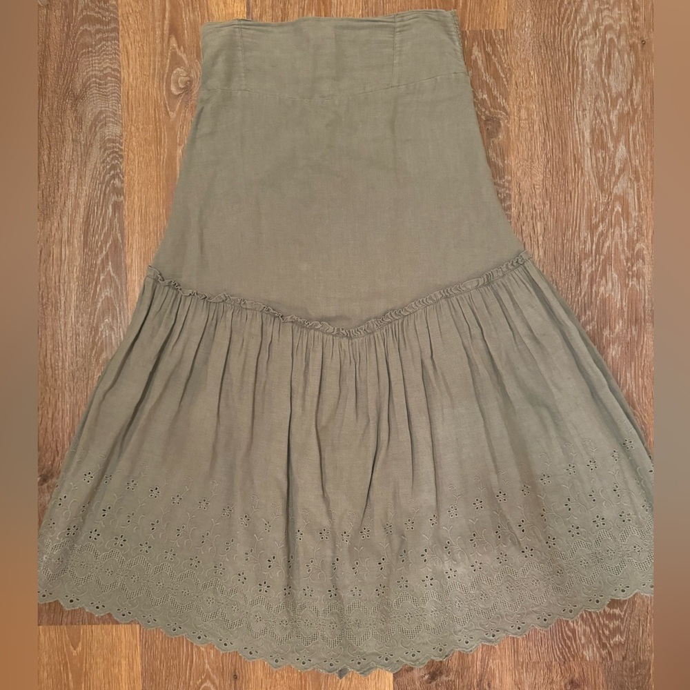 Free People olive midi skirt